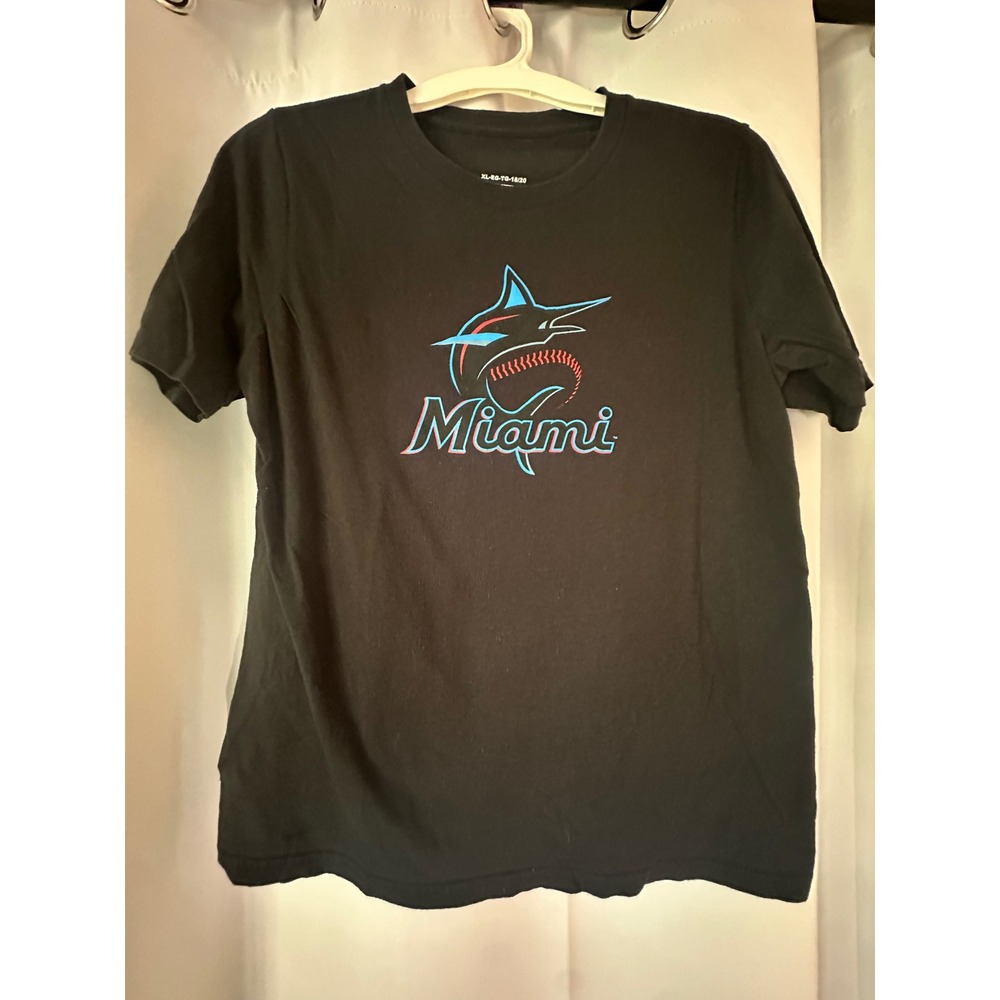 Miami Marlins MLB T-Shirt Baseball Graphic‎ Tee Black XL-EG-TG 18/20